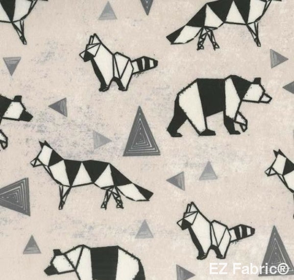 Wild Origami Black Print Minky By EZ Fabric 